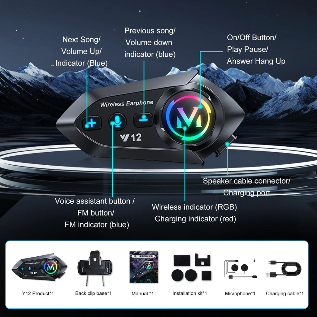 BLUETOOTH HELMET HEADSET Y12