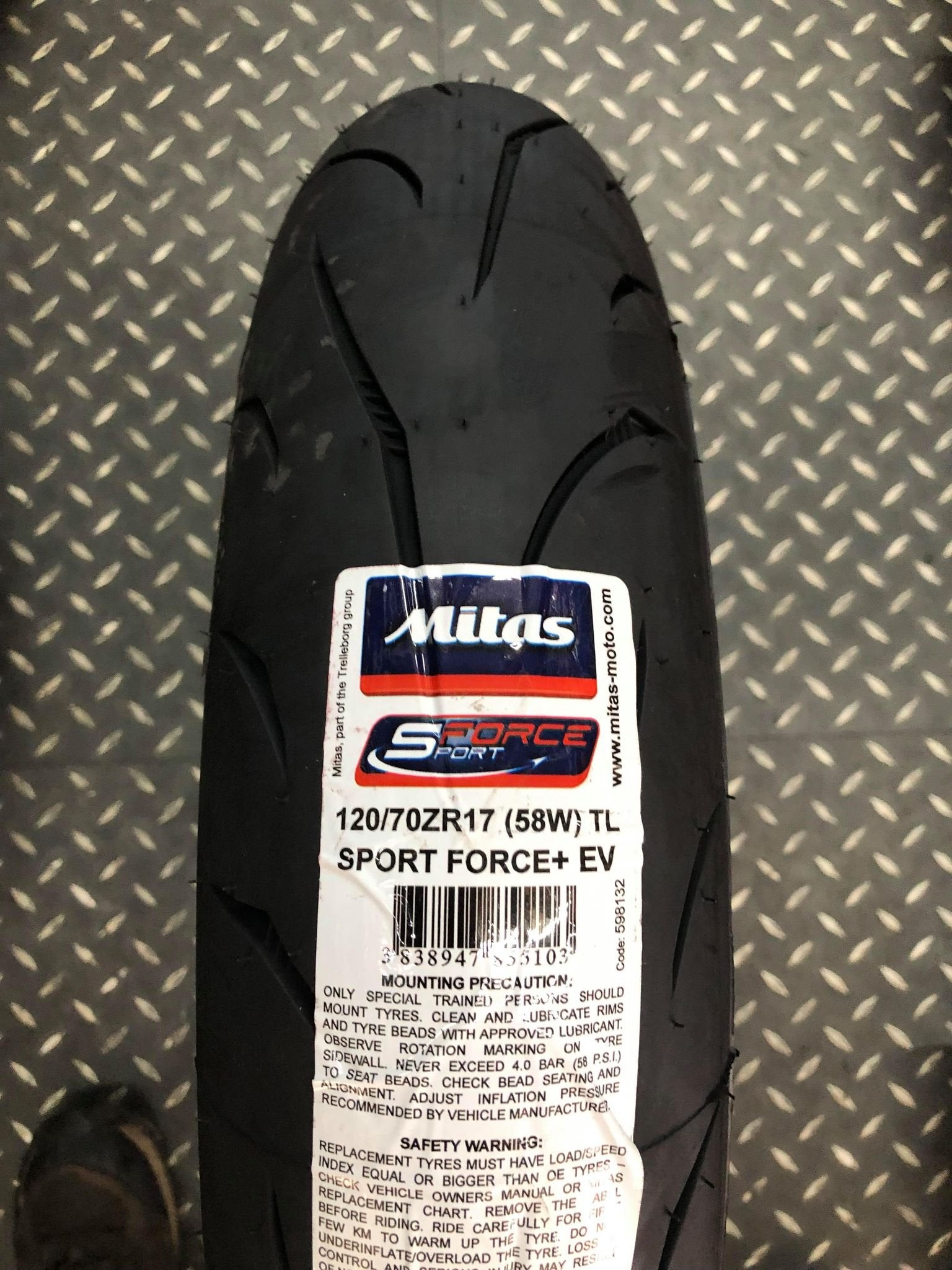 MITAS SPORT FORCE + EV 120/70ZR17 58W (Front Motorcycle Tire)