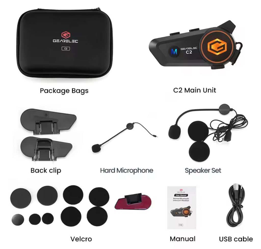 GEARELEC C2 Bluetooth Motorcycle Headset