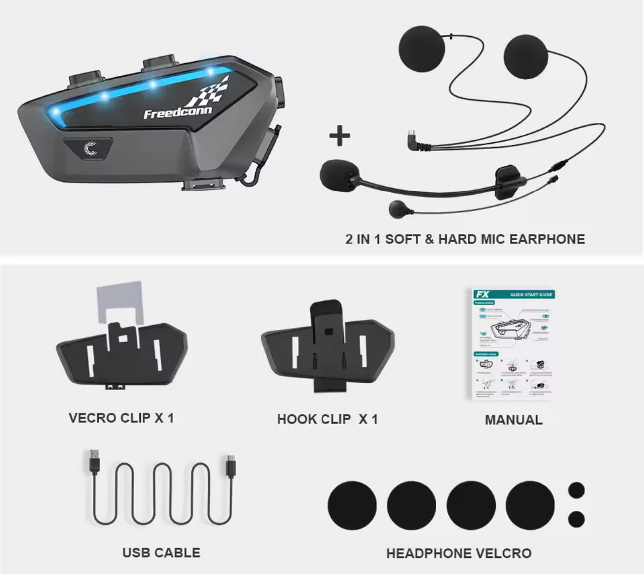 Freedconn fx10 Motorcycle Bluetooth Intercom Headset