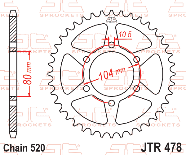 JT Sprockets JTR478.45 Steel Rear Sprocket 45TEETH ORGINIAL