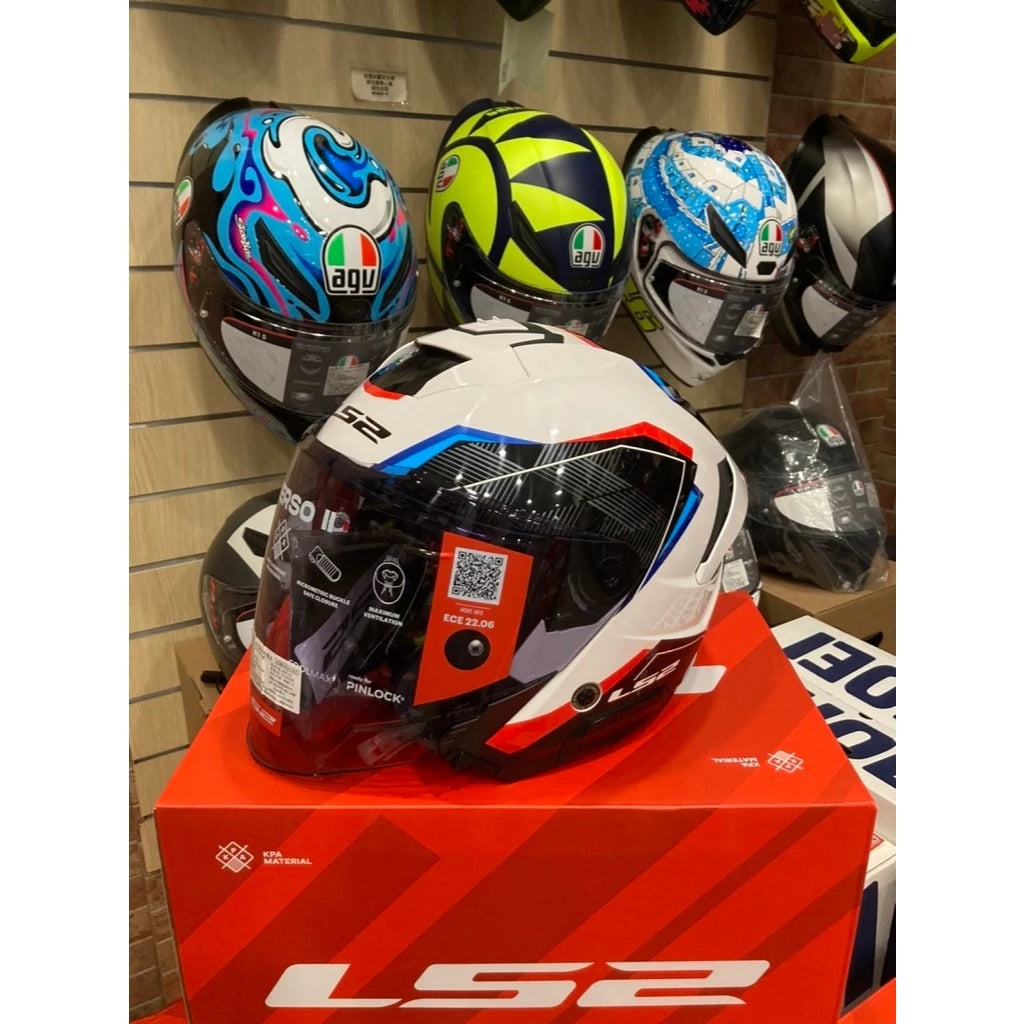 HELMET LS2 OF618 VERSO II AIR WHITE BLUE RED